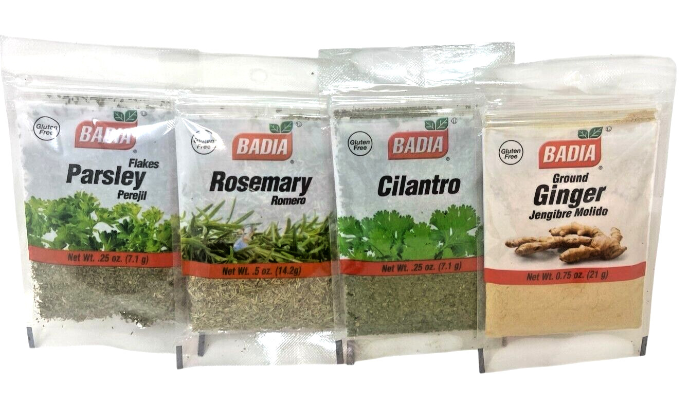 Badia Spices Variety Pack – Rosemary, Parsley, Ginger, Cilantro | Gluten-Free |