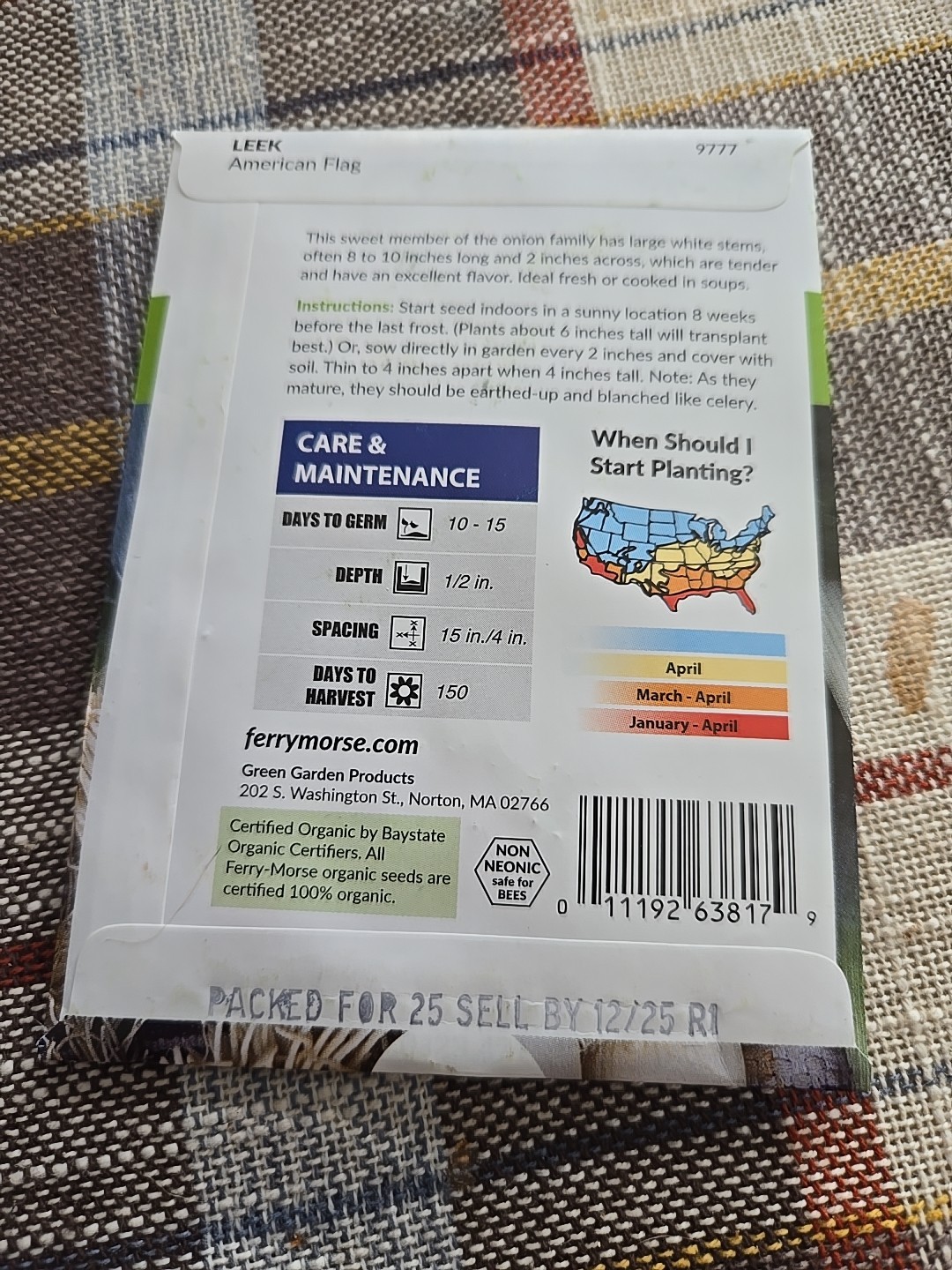 Ferry-Morse 2025 Seed Leek American Flag 700 Mg