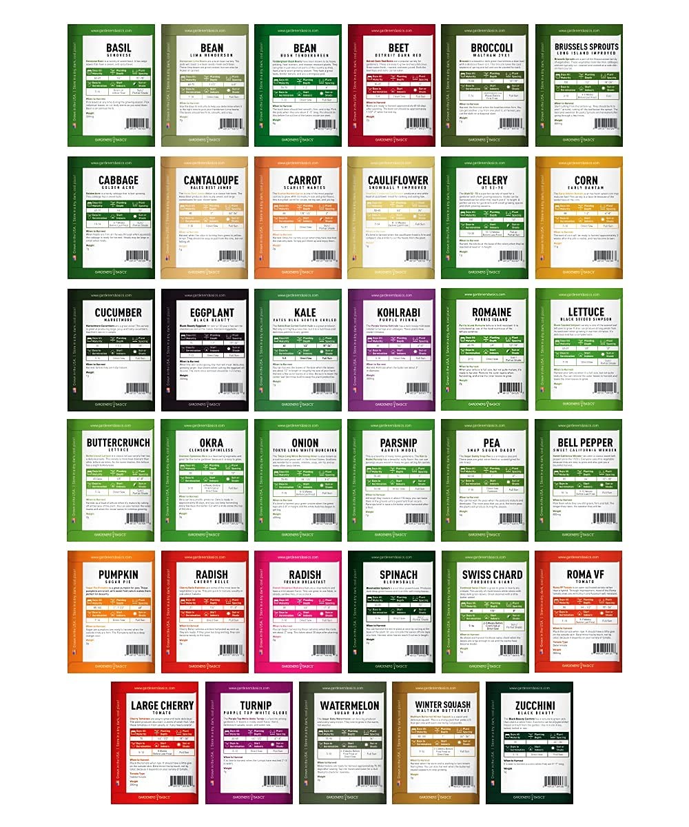 Survival Vegetable Seeds Garden Kit Over 16,000 Seeds Non-GMO and Heirloom, G…