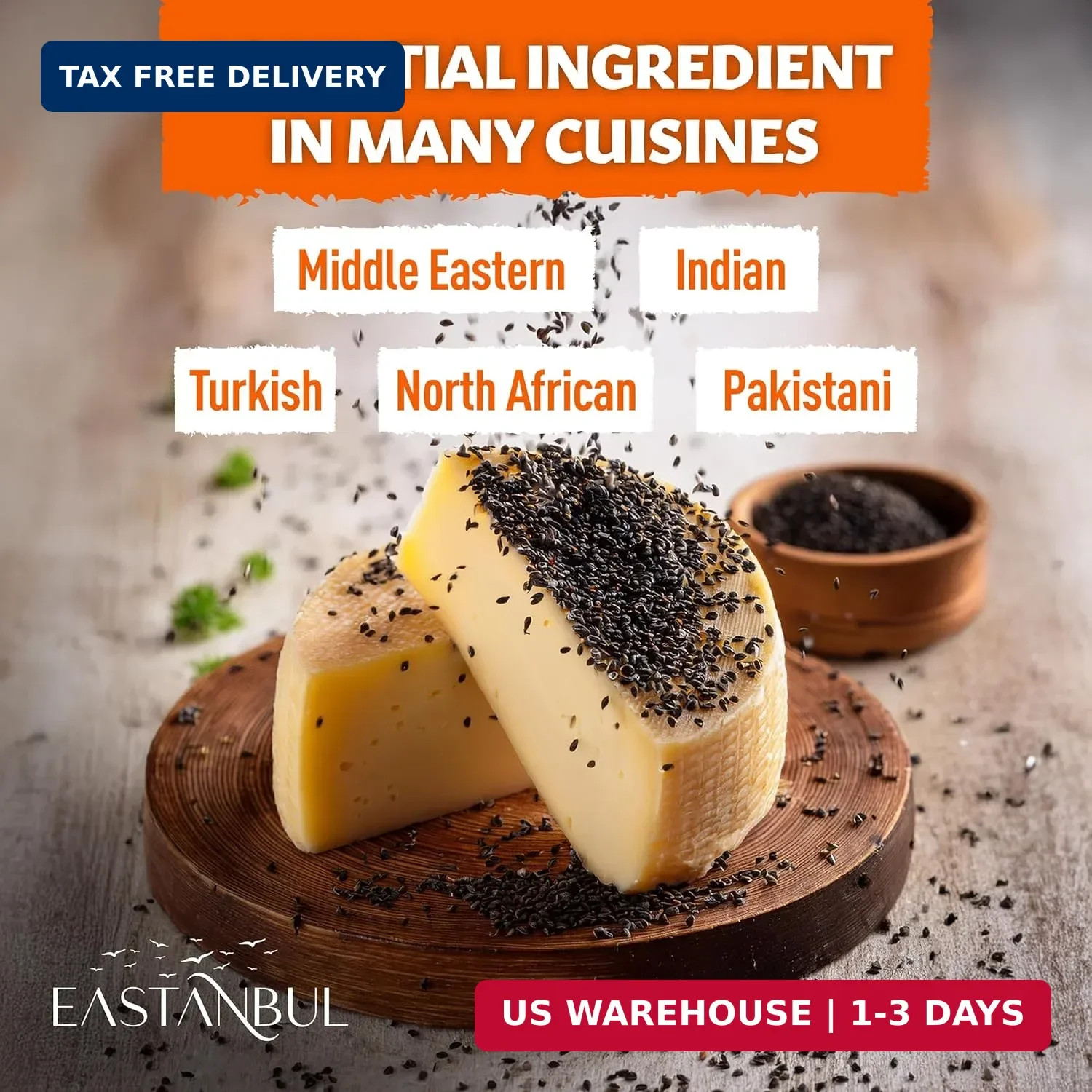 Eastanbul Nigella Seeds, Black Cumin Seed, Whole Black Cumin, Flavorful, Natural