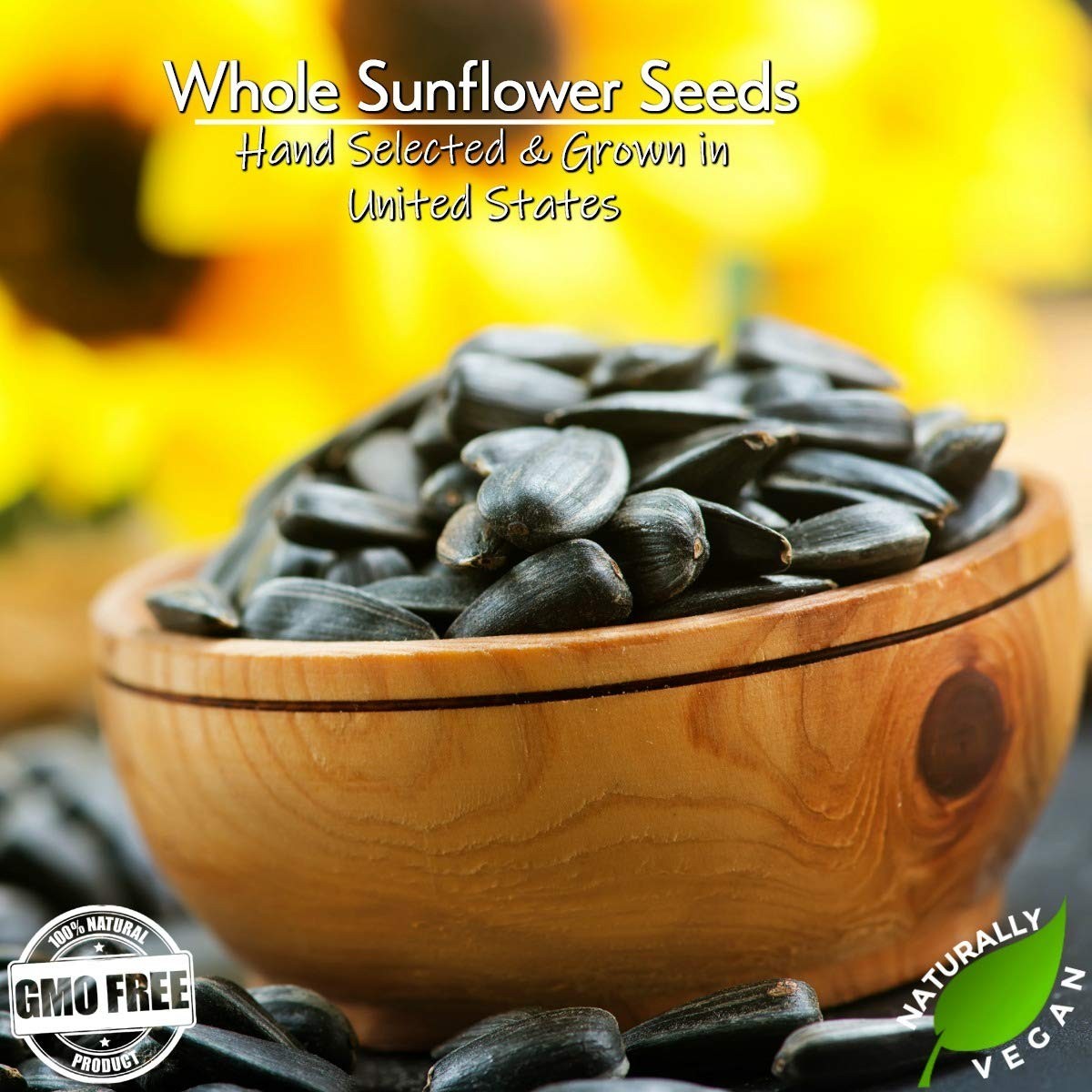 Allergen-Free Raw Whole Sunflower Seeds 1lb in Resealable Bag No Additives