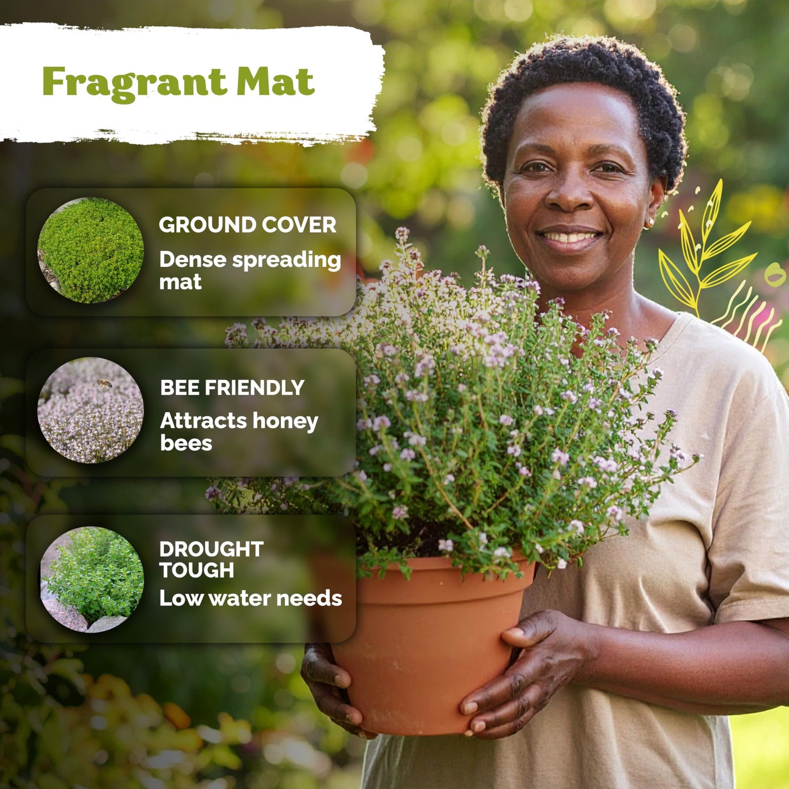 KVITER 500 Lemon Thyme Seeds For Planting (Thymus pulegioides)
