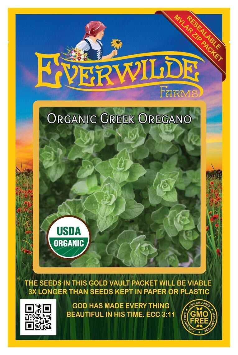 1000 Organic Greek Oregano Organic Herb Seeds – Everwilde Farms Mylar Packet