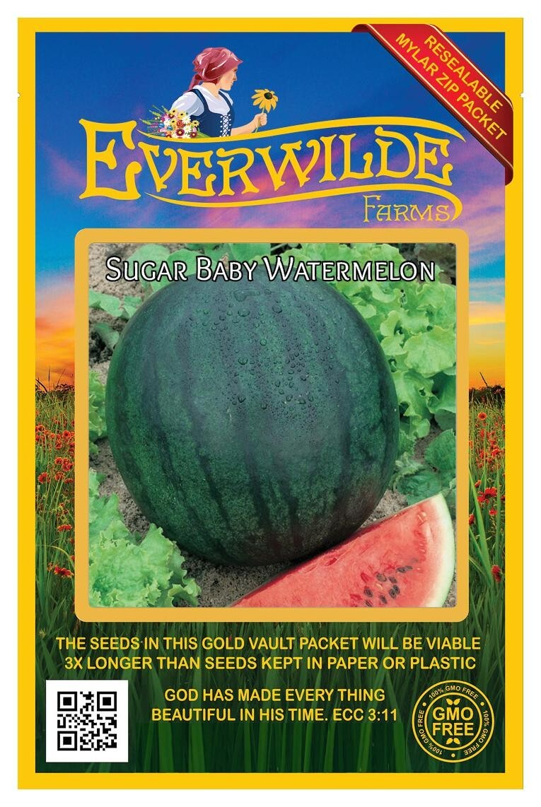 40 Sugar Baby Watermelon Seeds – Everwilde Farms Mylar Seed Packet