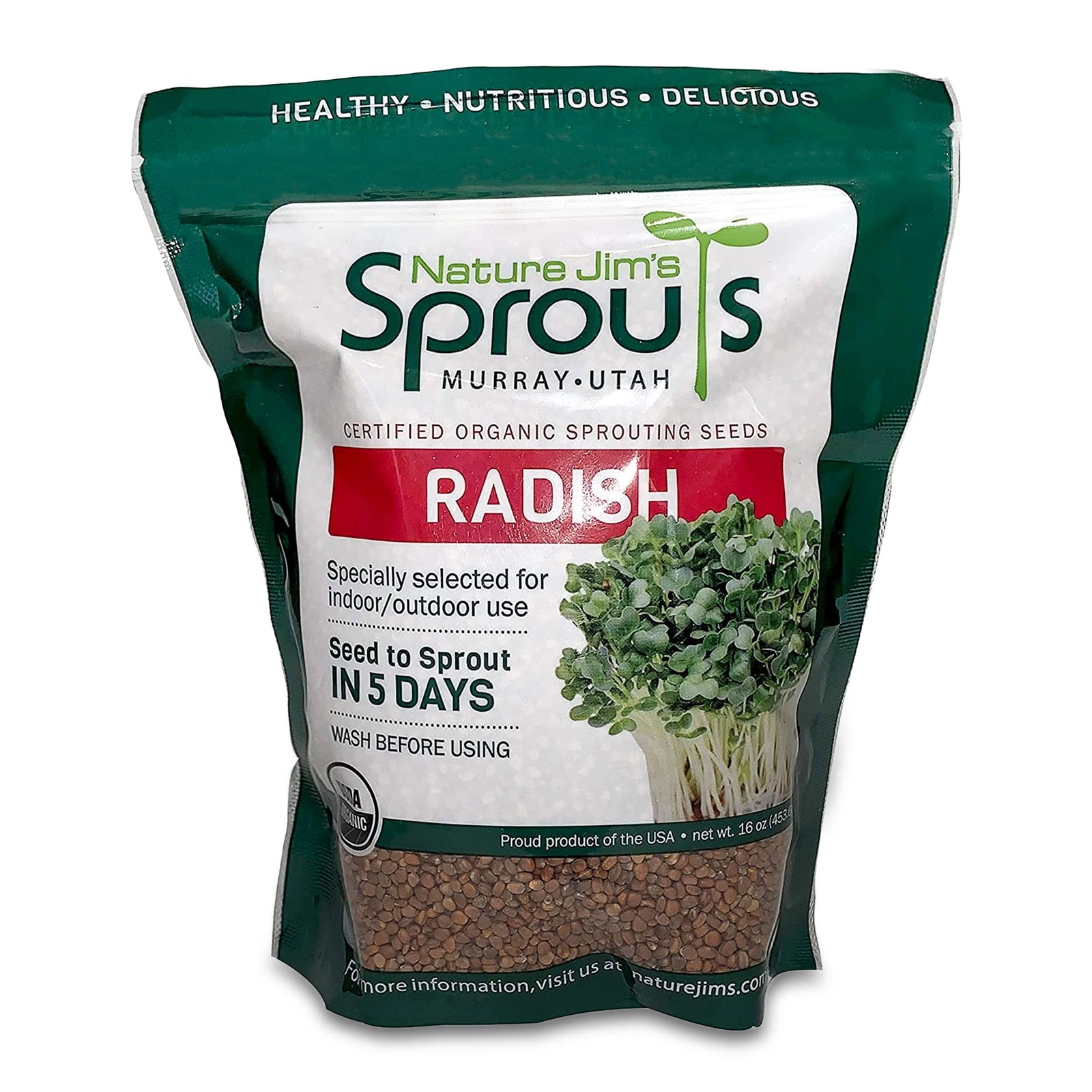 Nature Jims Radish Sprout Seeds – 16 Ounce Organic Sprouting Seeds – Non-GMO …