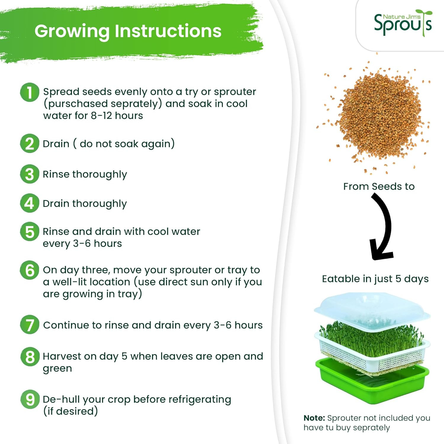 Salad Sprout Mix – Organic Salad Mix for Growing – Non-Gmo Microgreen Seeds – He