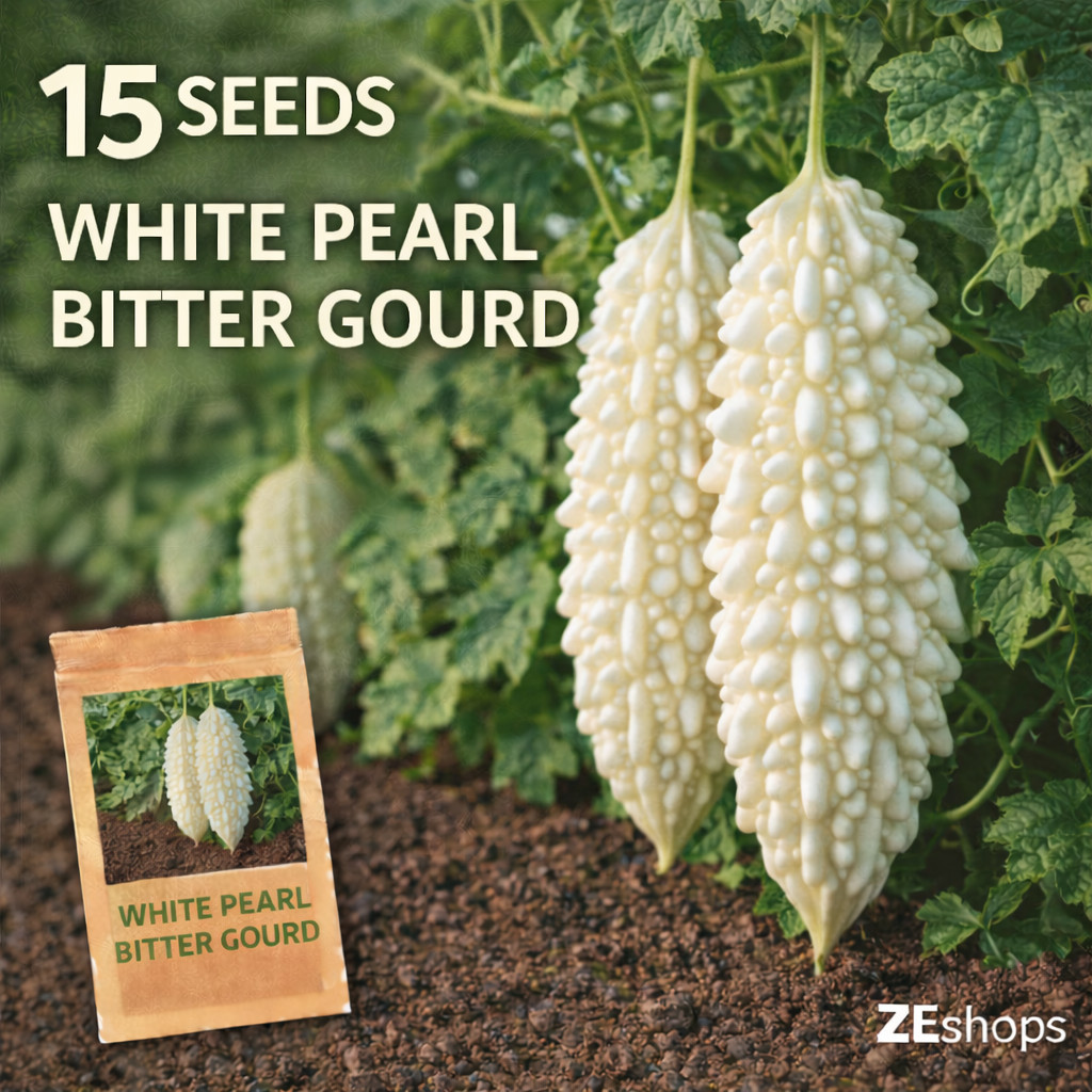 15 White Pearl Bitter Gourd Seeds – Light Color Bitter Melon Vine