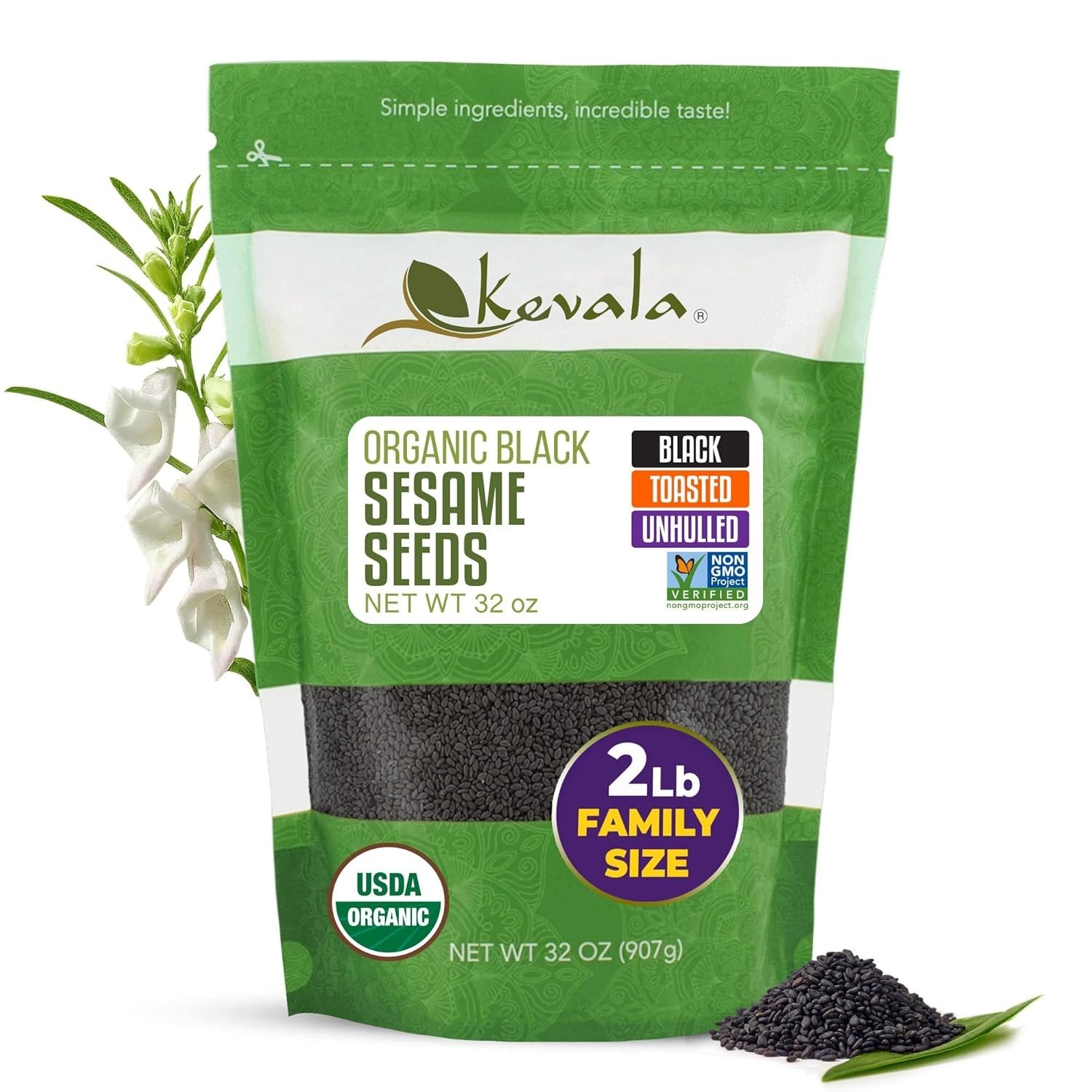 Organic Black Toasted Sesame Seeds – Unhulled Seeds for Baking and Cooking, R…