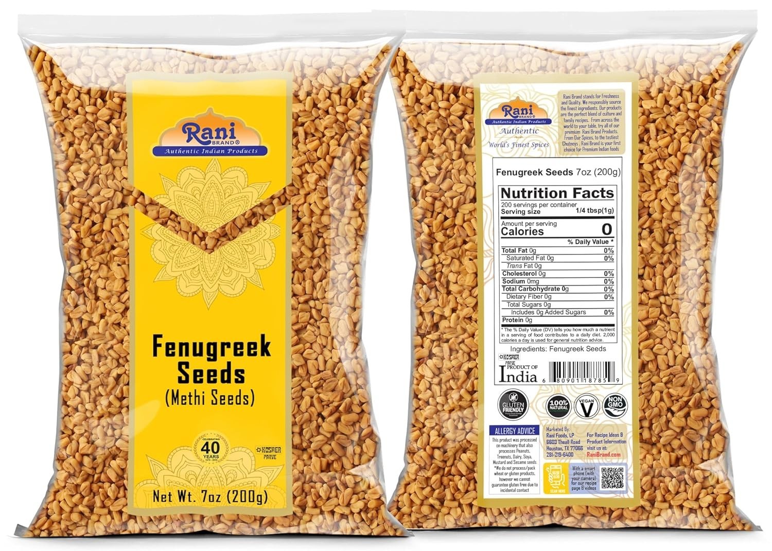 7oz Rani Methi Seeds – Non-GMO, , Kosher & Gluten-Friendly