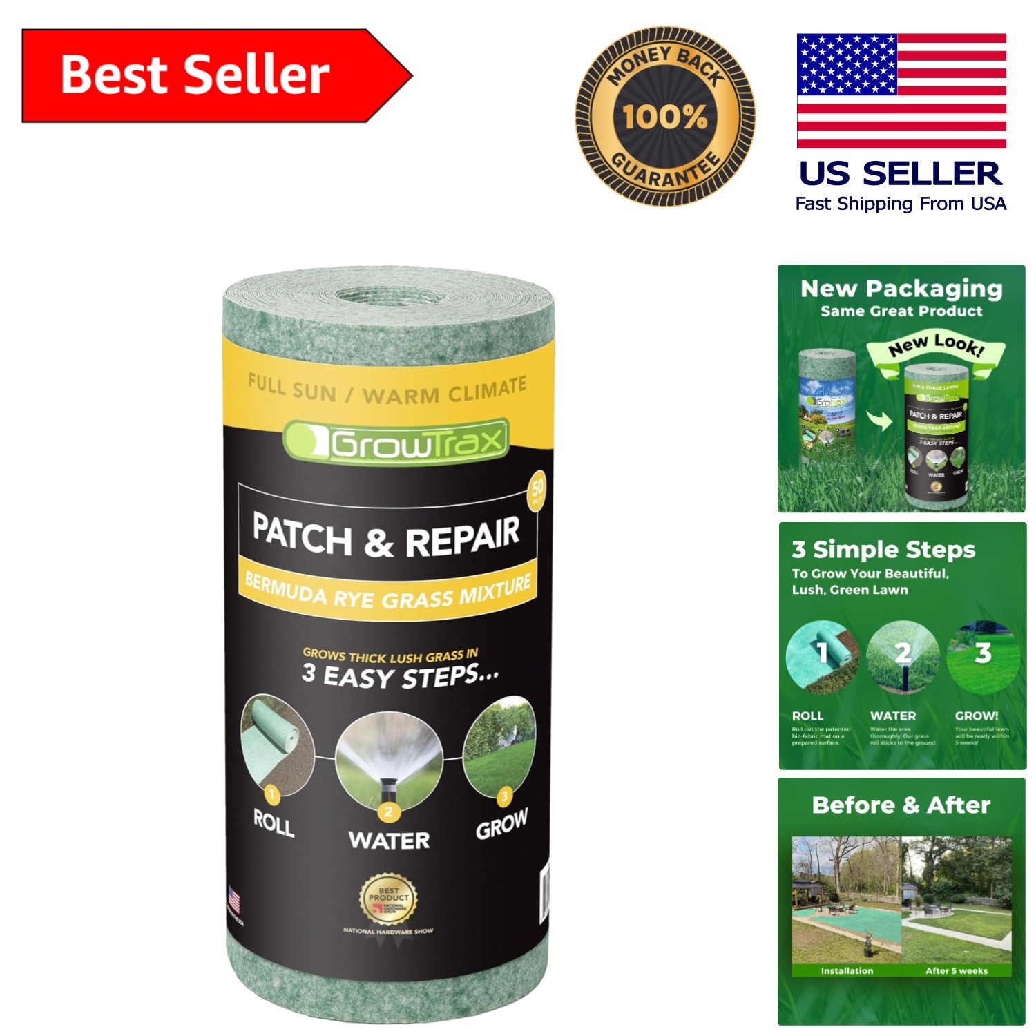 Sustainable Bermuda Rye Grass Seed Mat – 50 SQFT for Lush Outdoor Lawns
