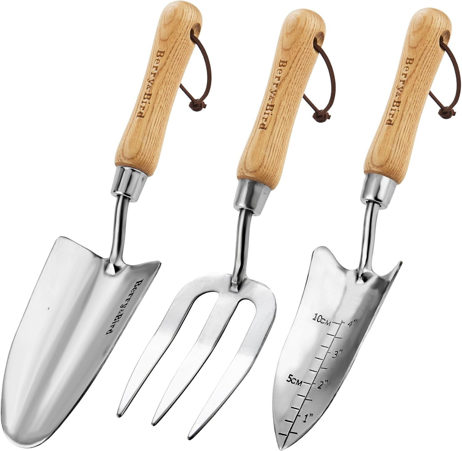 Garden Tool Set- 3PCS Stainless Steel Gardening Tool Sets with Wooden Handle Tro