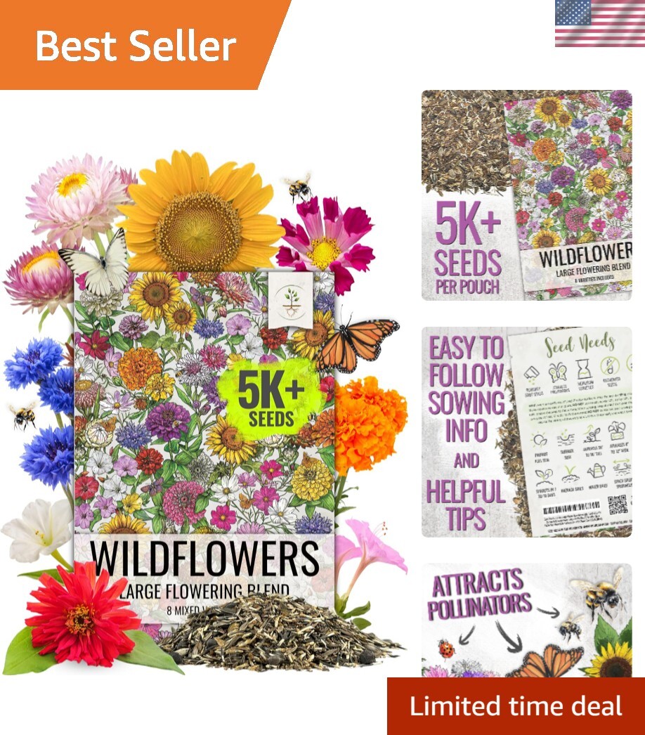 Colorful Wildflower Seed Collection – Attract Pollinators | 1 Oz Heirloom Seeds