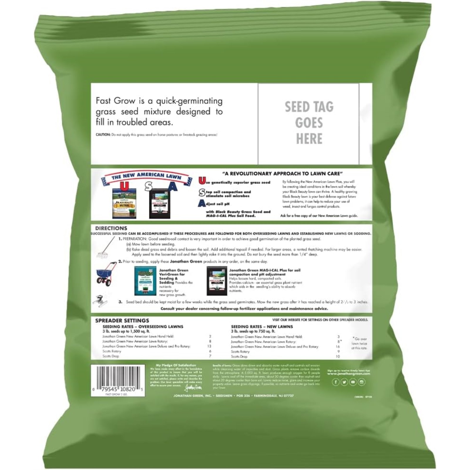Jonathan Green (#10820) Fast Grow Grass Seed Mixture, 3lb bag