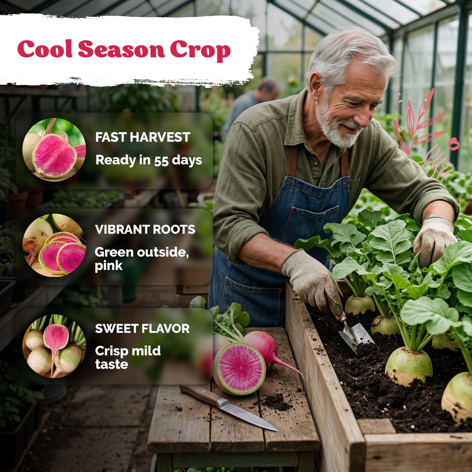 KVITER 550 Watermelon Radish Seeds (Raphanus Sativus)