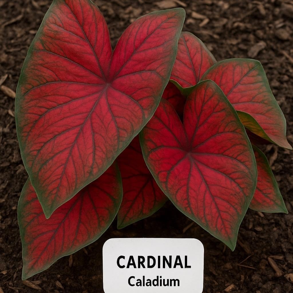 Florida Cardinal Caladium Bulbs for Planting – Perennial Fancy Heart-Shaped L…