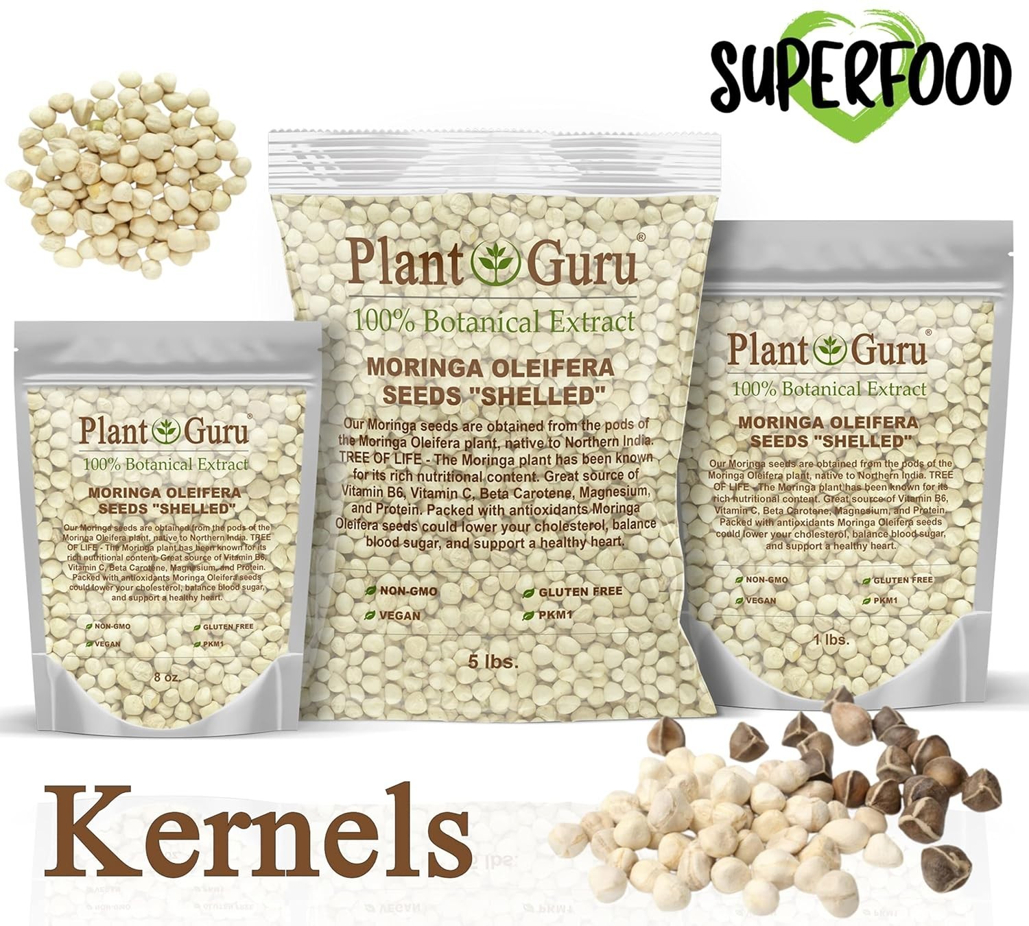 Moringa Seeds Pouch – 1 oz Edible, Non-GMO Superfood – 125 to 150 Count