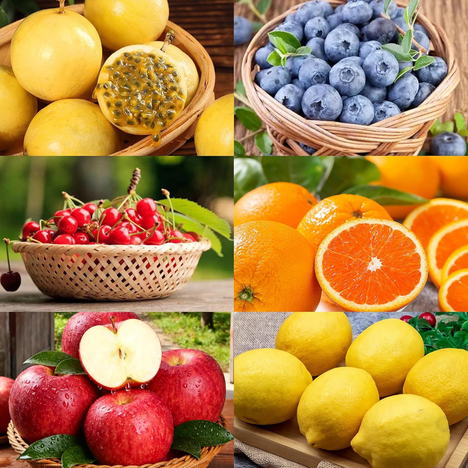 Mixed Fruit Seeds Pack for Planting, 180Pcs Lemon Orange Apple Passion Blueberry
