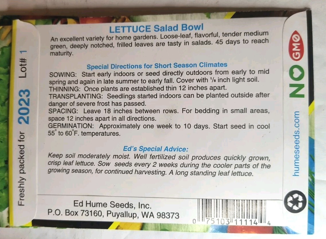 Lot Of 13 Ed Hume Non GMO Herb Mix, Broccoli & Salad Lettuce Seeds