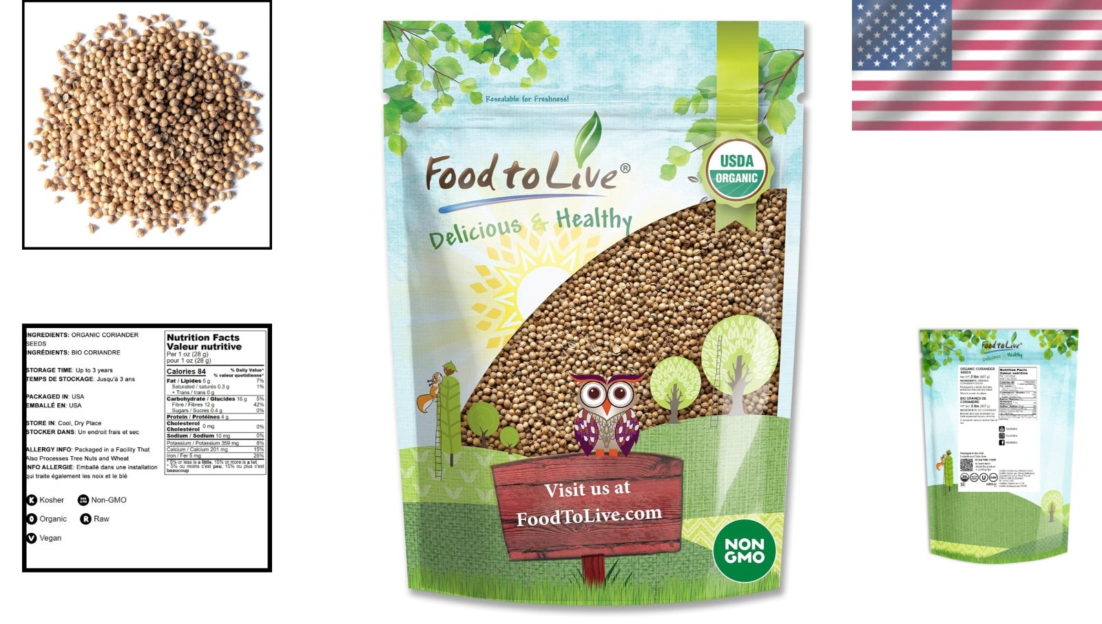 Whole Coriander Seeds 2 lbs – Organic, Non-Irradiated