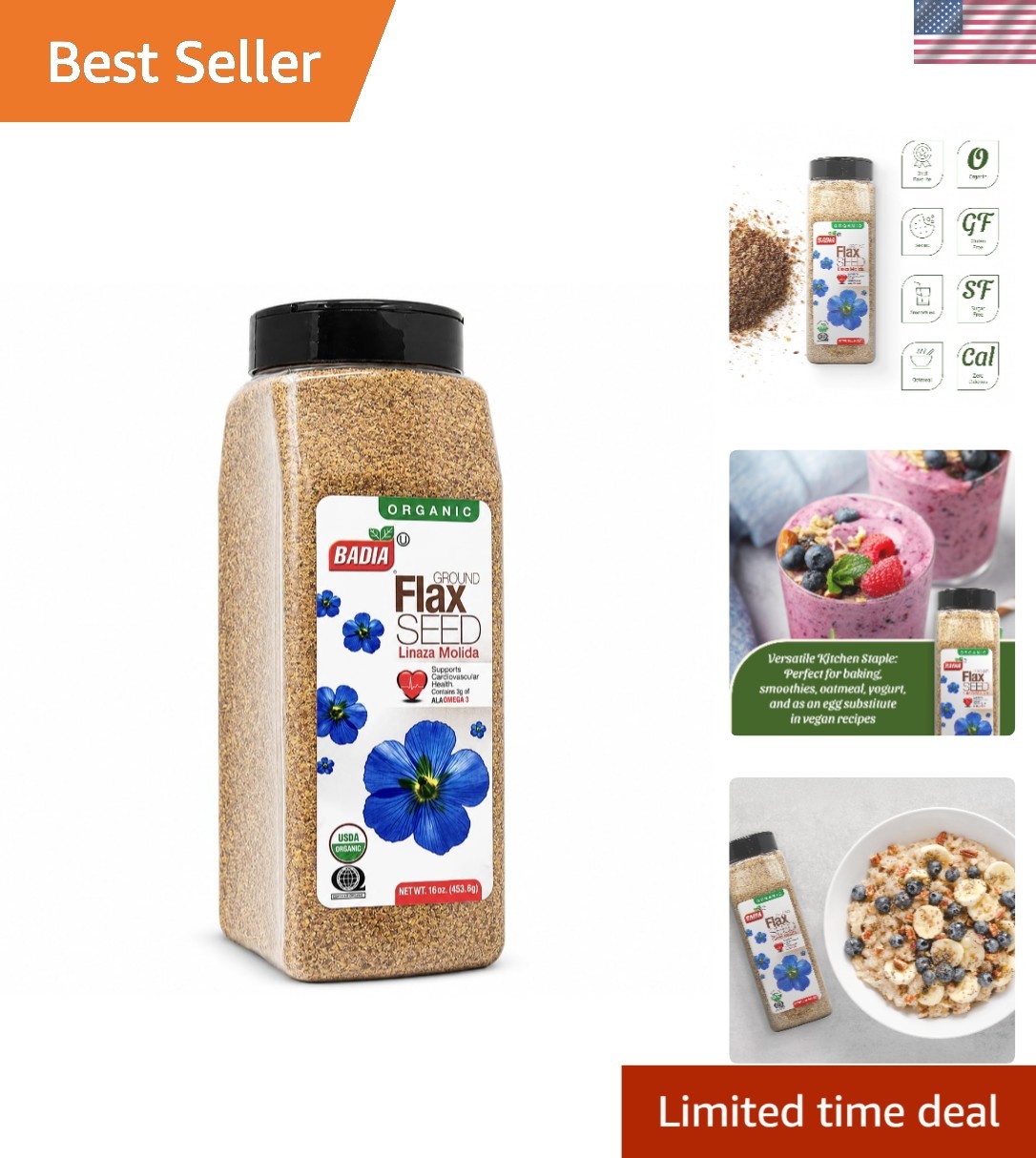 Versatile Organic Flax Seed, 16 oz – Ideal for Smoothies, Baking, & More
