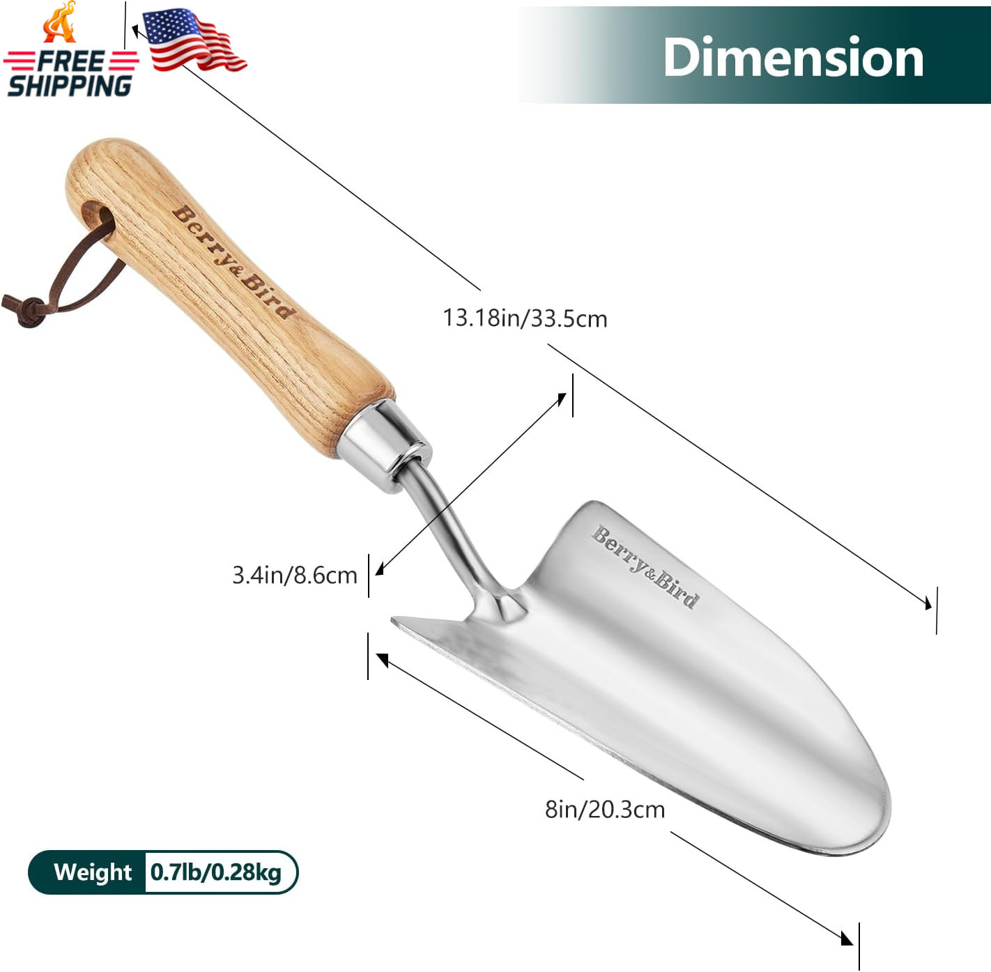 Berry&Bird Stainless Steel Trowel, Garden Small Flower Hand Shovel, Potting Soil