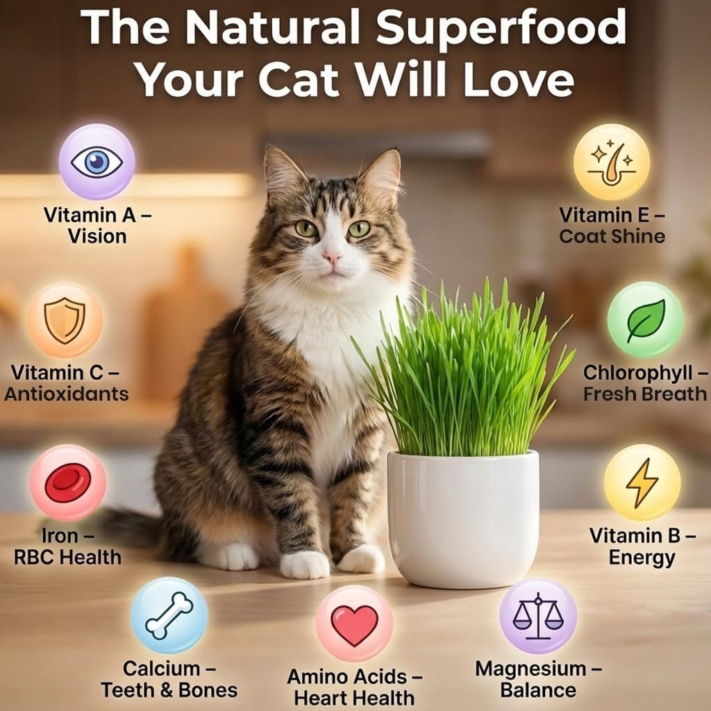 Natural Cat Grass Seeds for Indoor Cats – High Germination Oat, Wheat, Rye