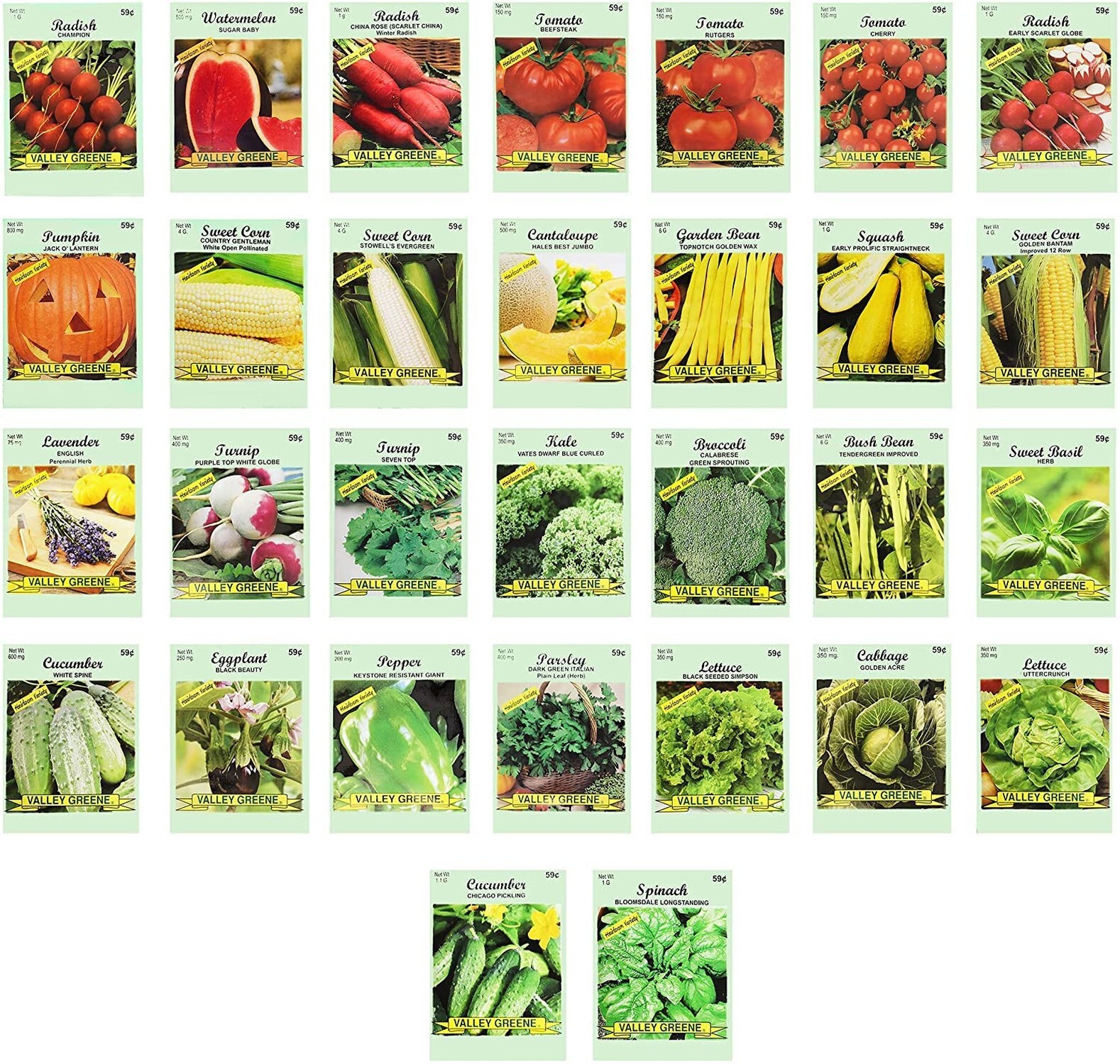 30 Assorted Packages of Vegetable Seeds, 15+ Varieties, All Seeds are Heirloo…