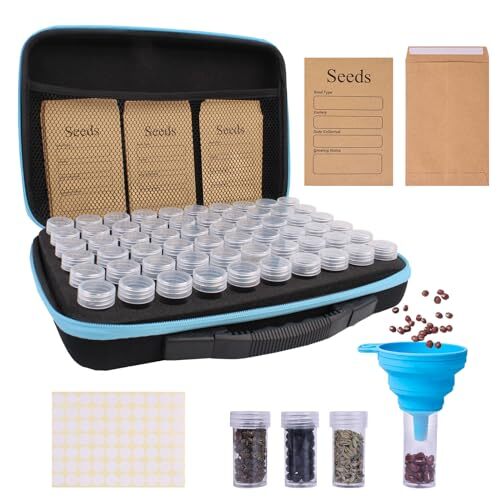 60 Slots Seed Storage Organizer Box with Zipper Bag for Flower Plants Garden