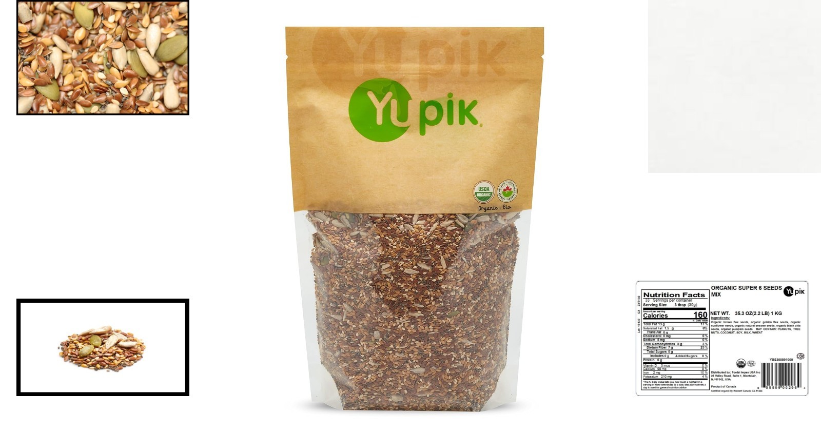 Fiber-Rich Organic 6 Seeds Mix, 2.2 lb – Crunchy Snack & Topping Delight