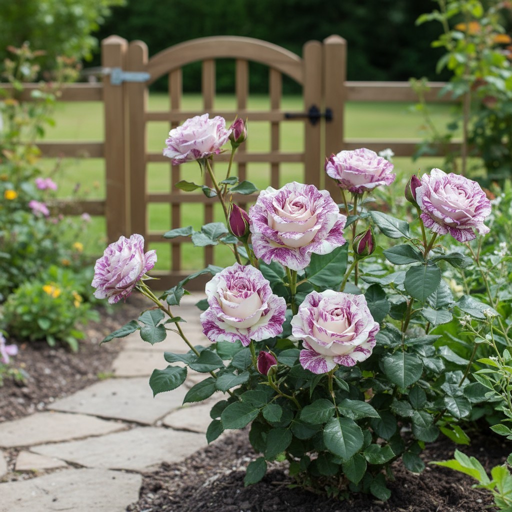 50 Purple White Rose Seeds – Unique Striped Flowers for Outdoor Planting