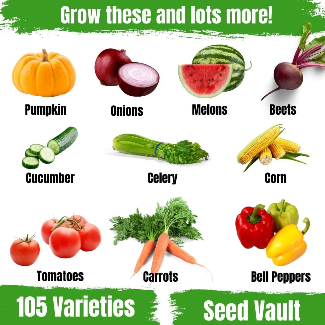 Ultimate Home Garden Kit – 105 Varieties of Non-GMO Heirloom Seeds in Organizer