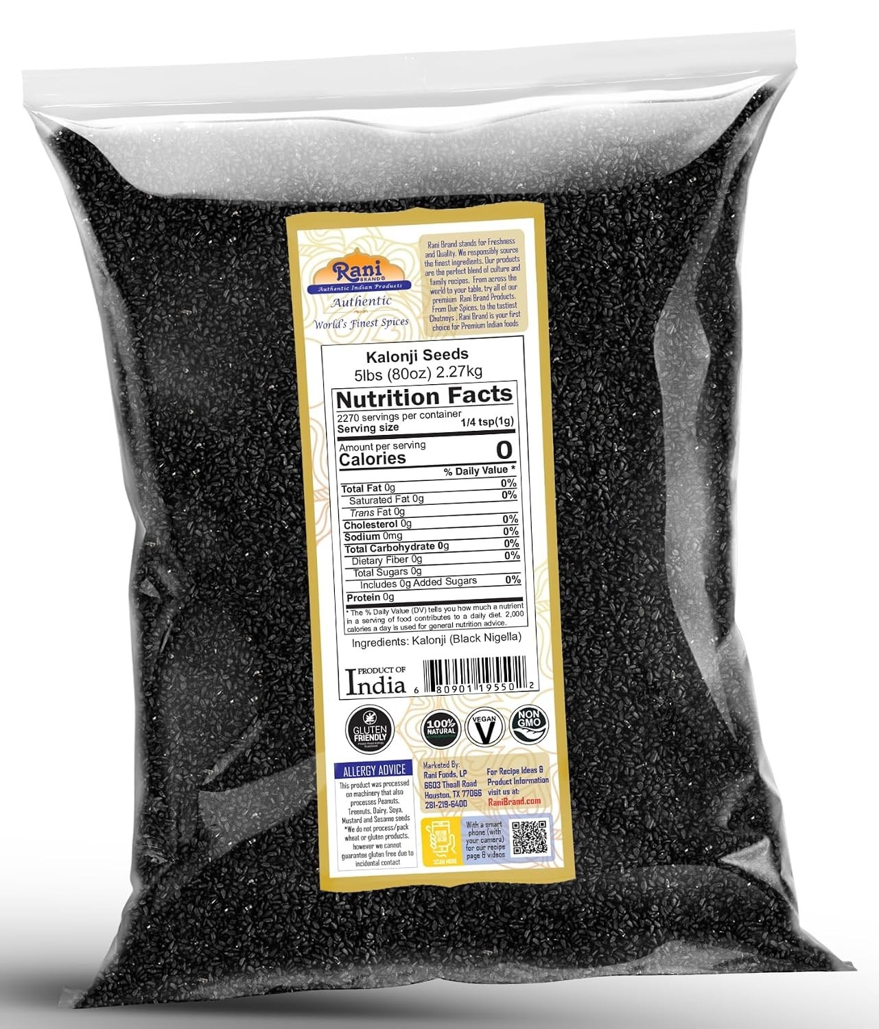Rani Kalonji Black Seed – 80oz All-Natural, Non-GMO Indian Spice
