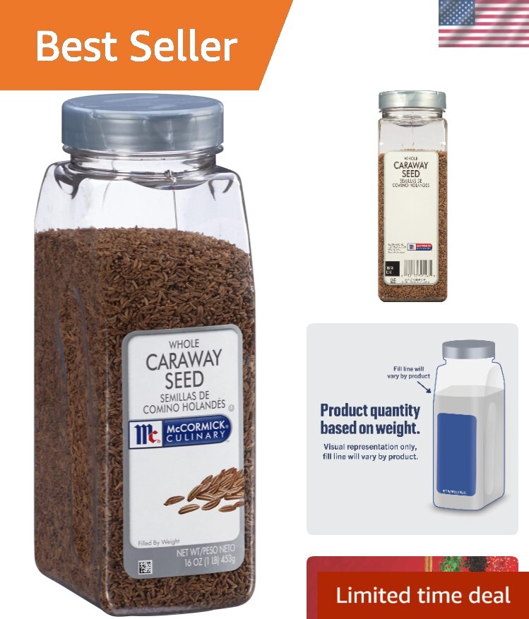 16 oz Kosher Whole Caraway Seeds – Elevate Sweet & Savory Dishes Effortlessly