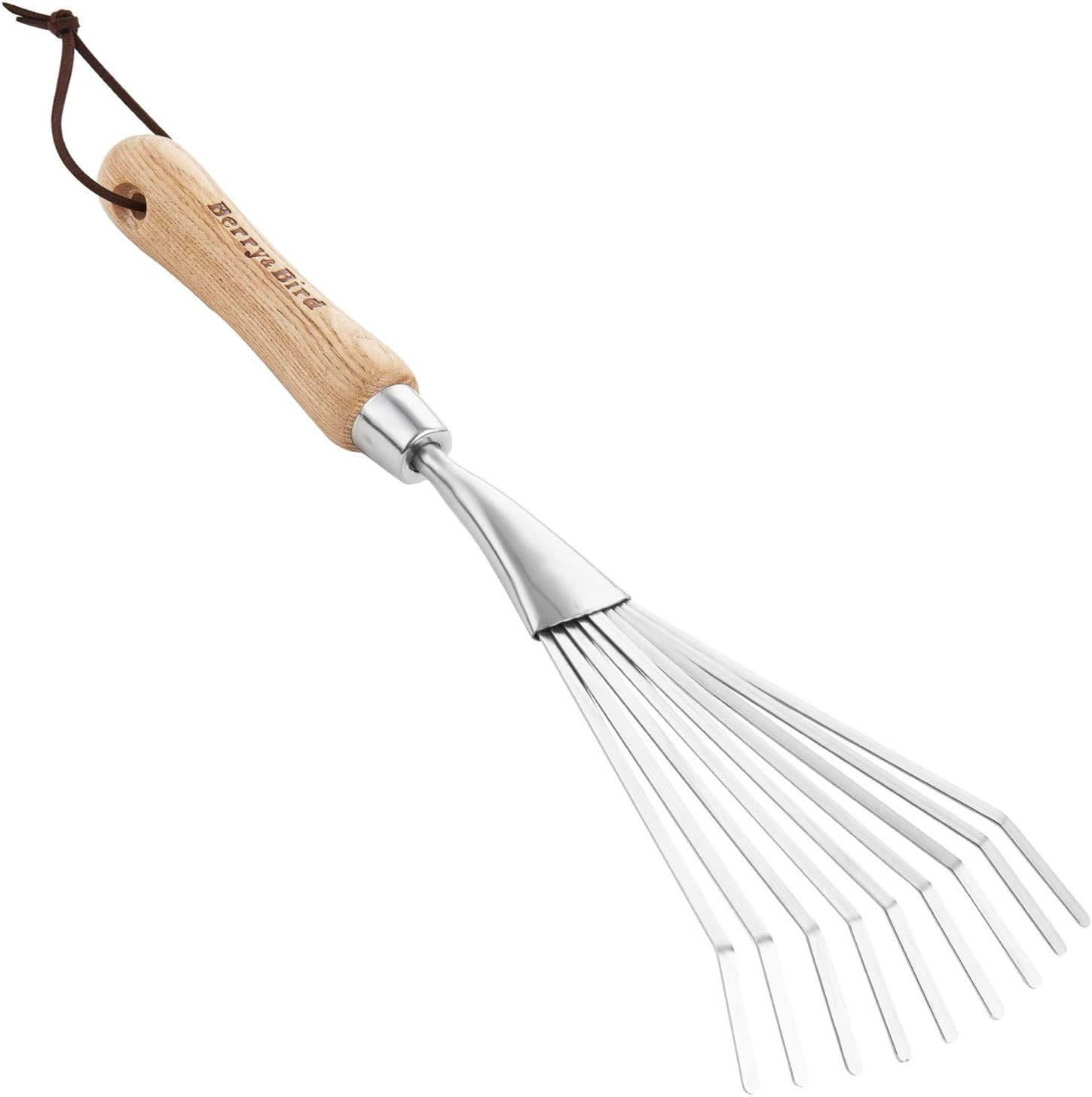 Gardening Hand Shrub Rake, 14.7″ Stainless Steel Grass Rake, 9 Tines Fan Lawn Le