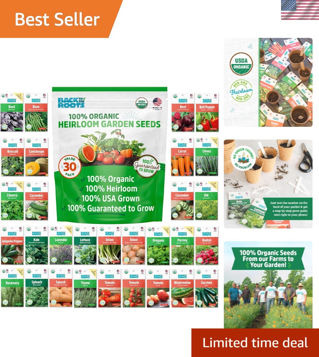 Assorted 30pk Organic Non-GMO Seeds – Perfect for -Round Gardening Success