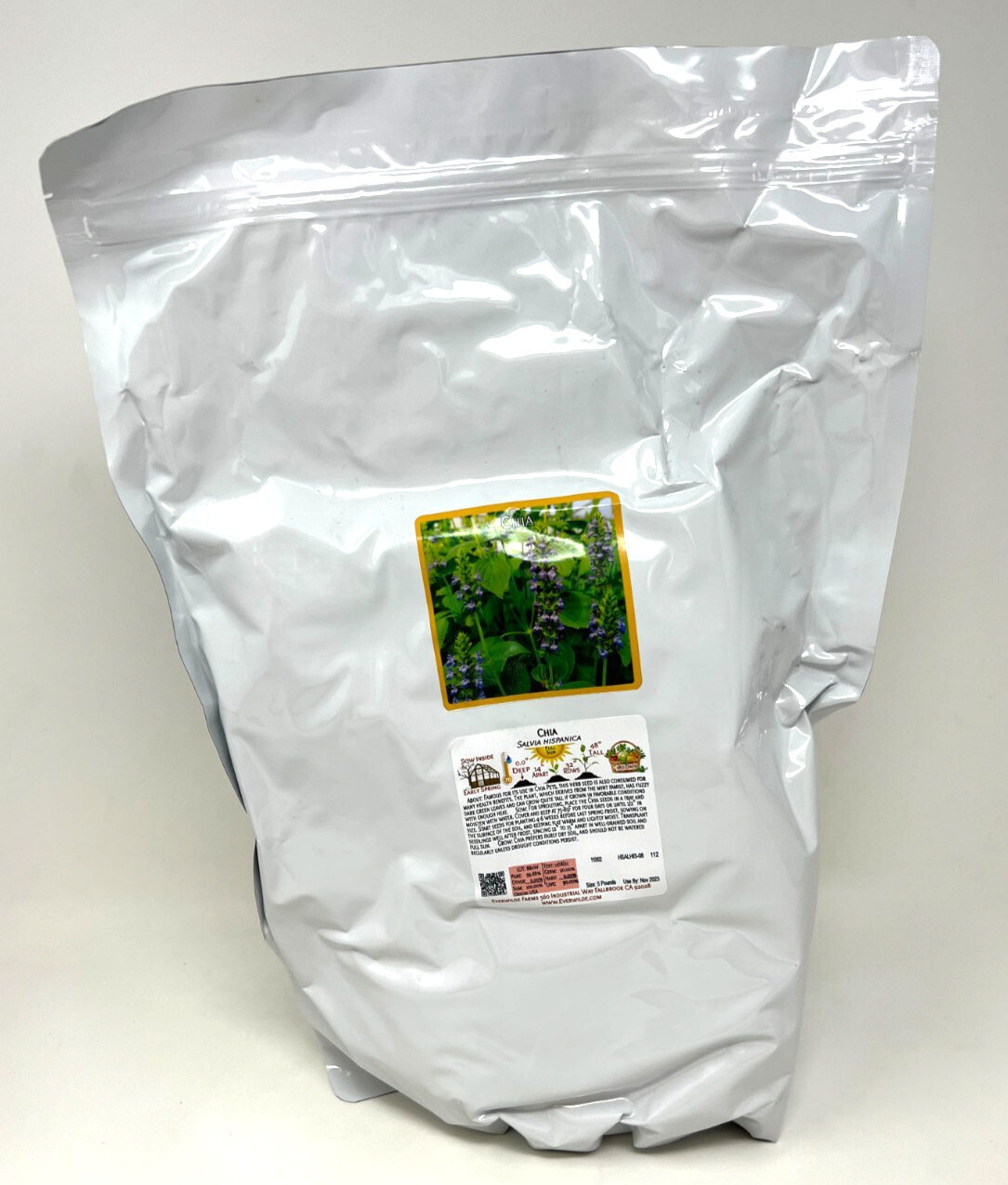 Chia Seeds Growing 5 Lb Everwilde Farms Non-GMO Flower Herb Mylar Packet 11/23