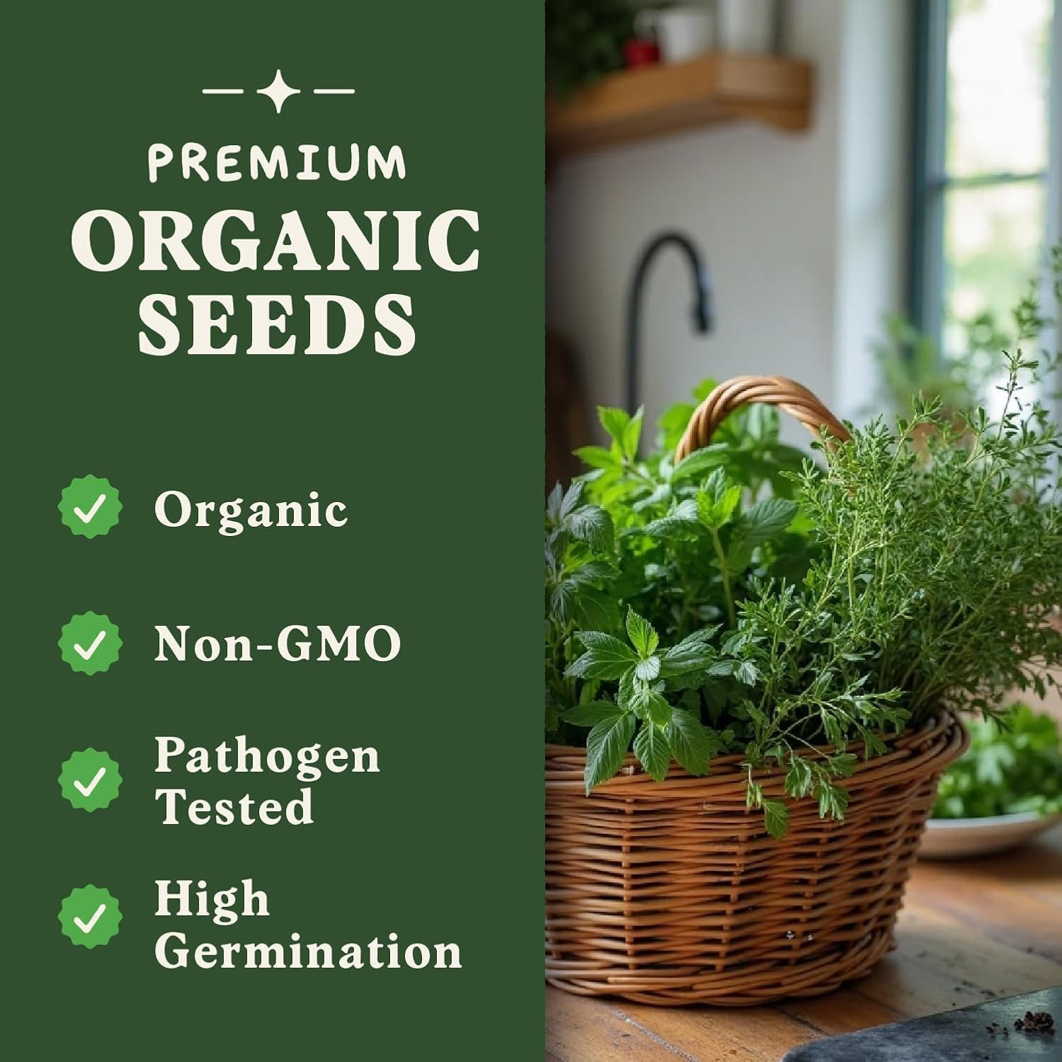 Organic Non GMO 10 Herb Variety Pack: Basil, Cilantro, Mint, Oregano, Parsley, T