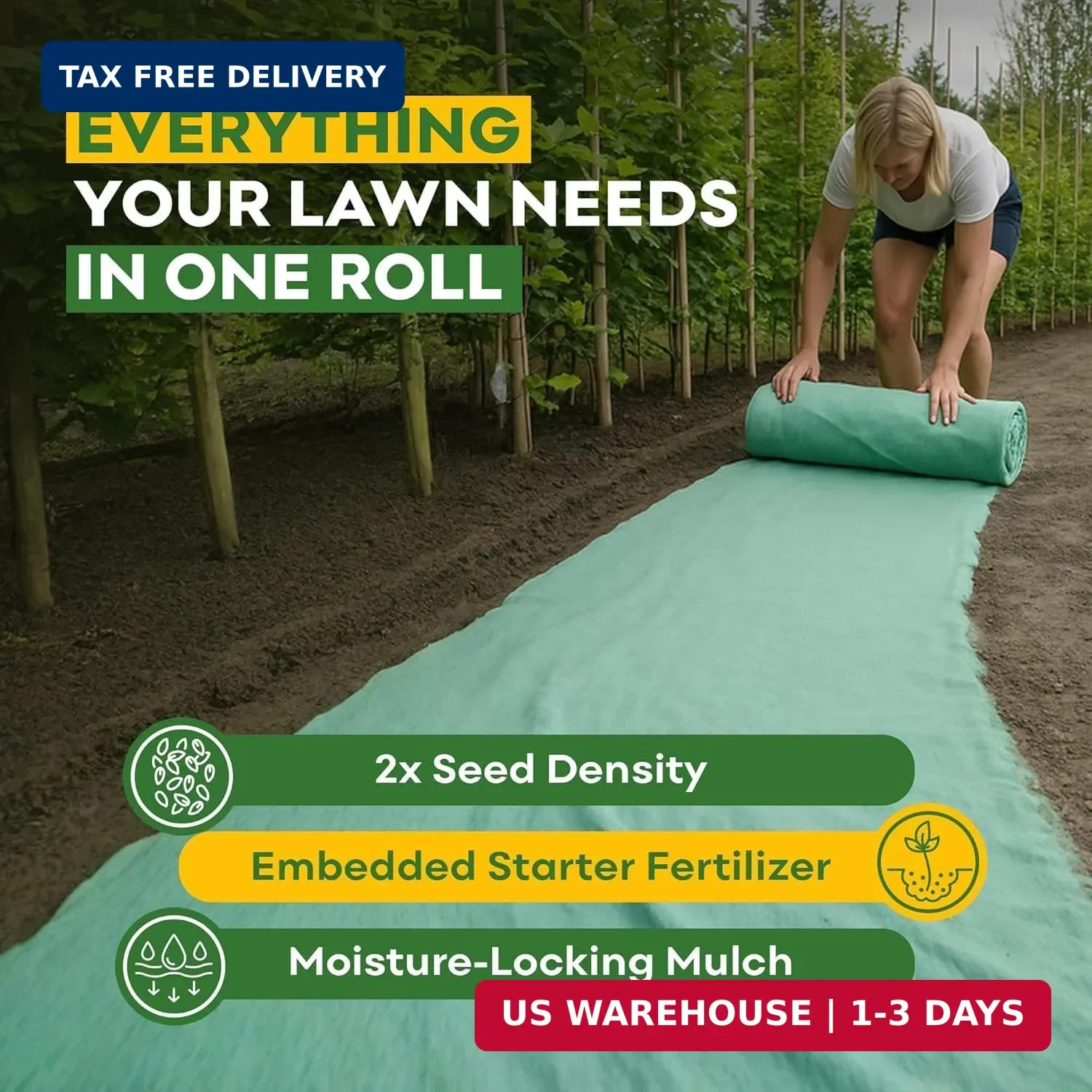PetraMax Bermuda Grass Seed Rolls for Southern Lawns – Biodegradable Roll Out Gr