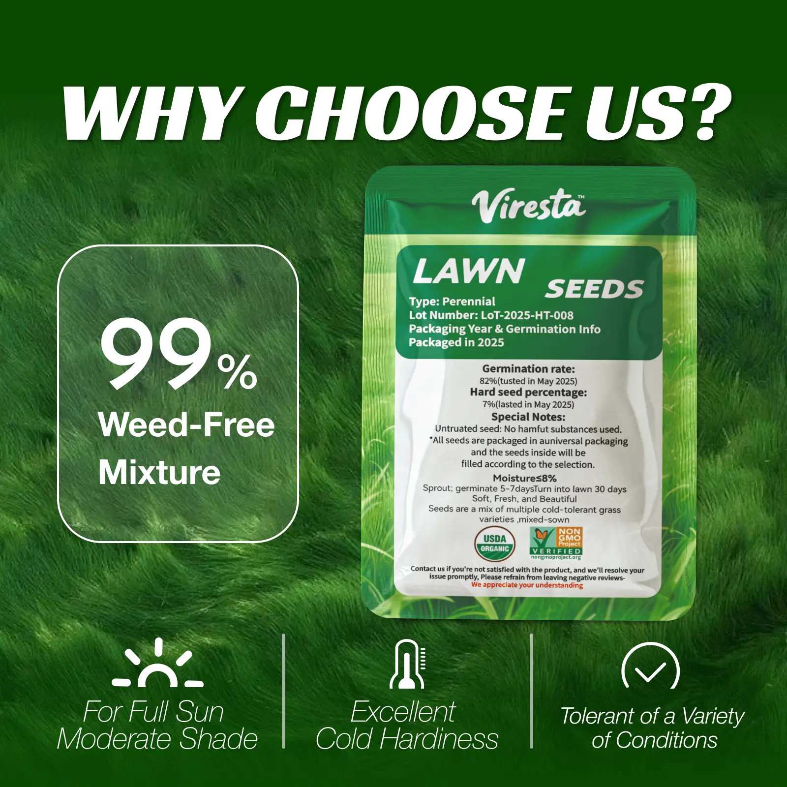 Grass Seed and Shade Grass, Grows Quickly and Withstands All Seasons, Perfect fo