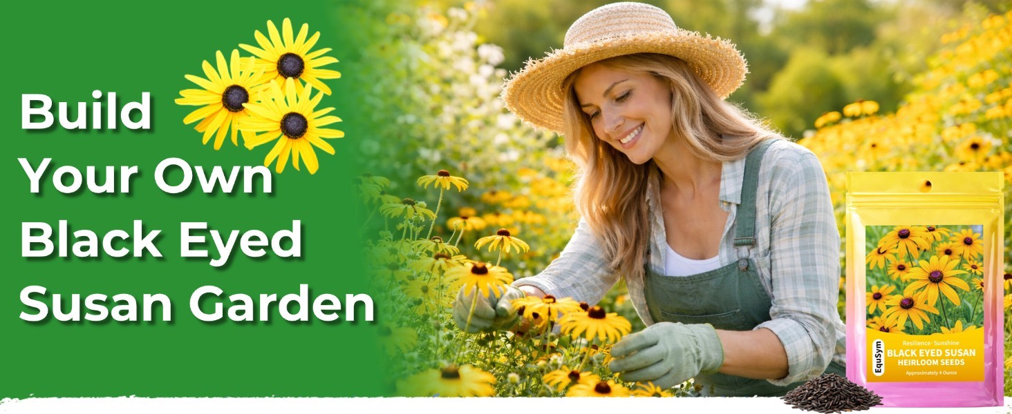 400,000+ Non-GMO Black Eyed Susan Seeds – Rudbeckia Hirta Wildflower for Garden,