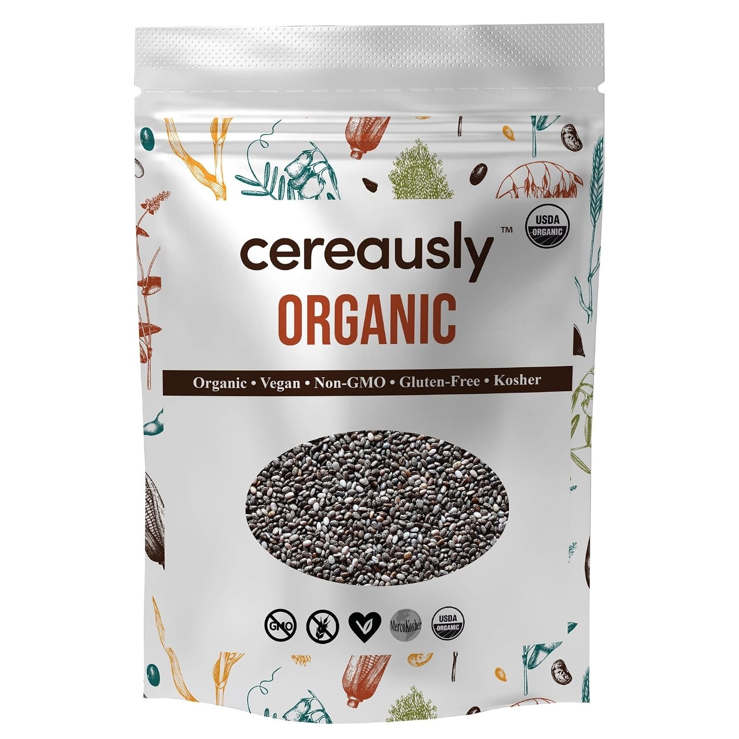 Black Chia Seeds Bulk 10 Lb Organic Non-GMO Gluten-Free Paraguay