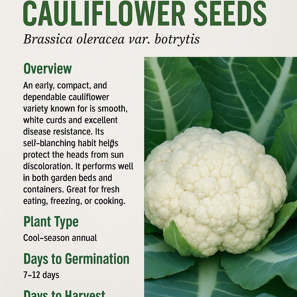 Snowball X Cauliflower Seeds, High Yield & Disease-Resistant, 50+ per pack, 2026