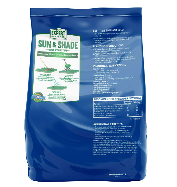 Grass Seed Sun & Shade Northern Mix Sun To Partial Shade 3LB 7LB 20LB Green Lawn