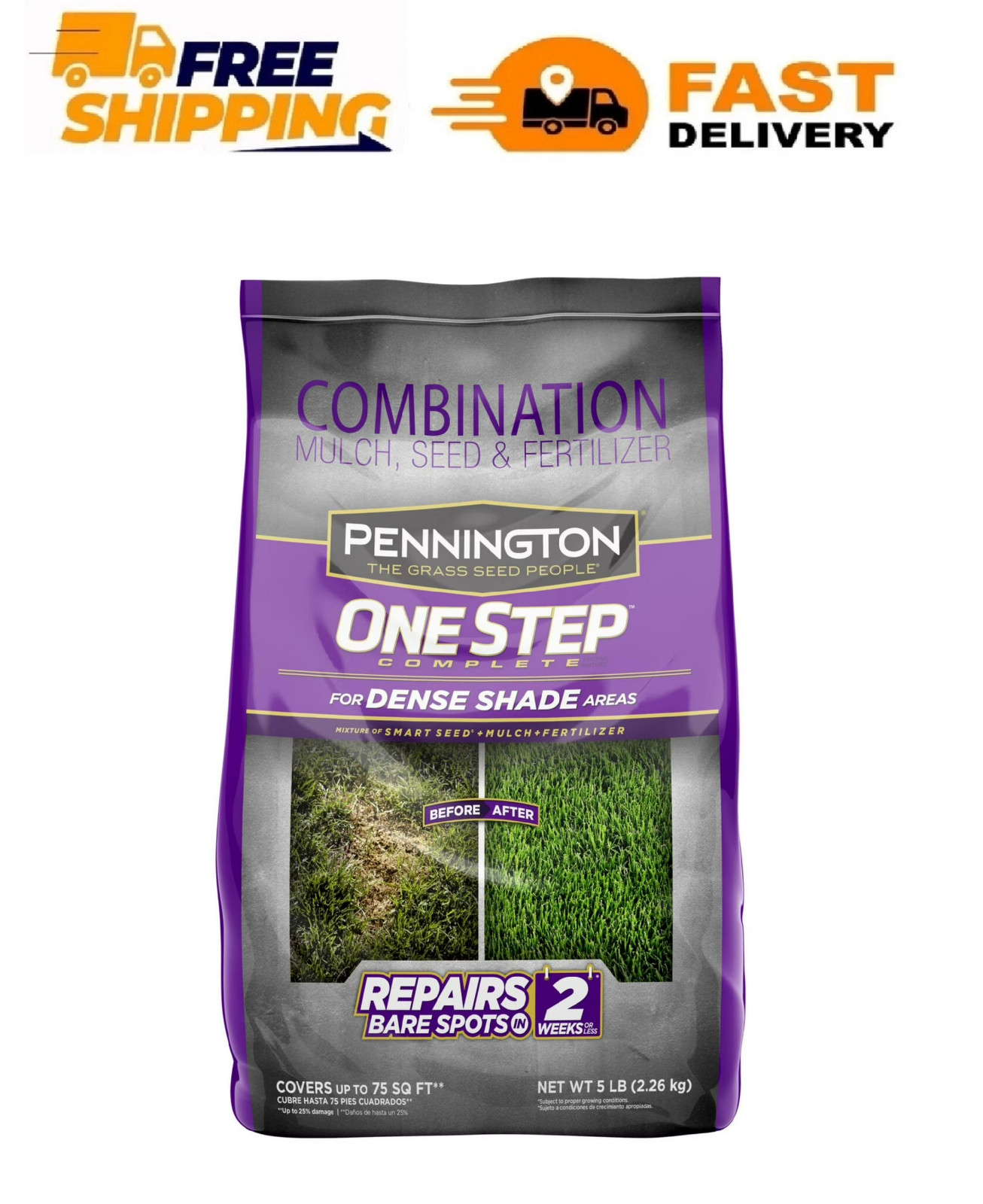Pennington One Step Dense Shade Grass Seed Mix 5 lb – Patch & Repair Lawn