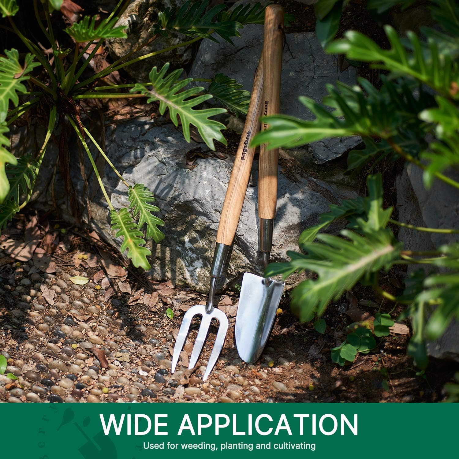Garden Trowel with Long Handle, 23.43In Stainless Steel Short Shovel with Wood H