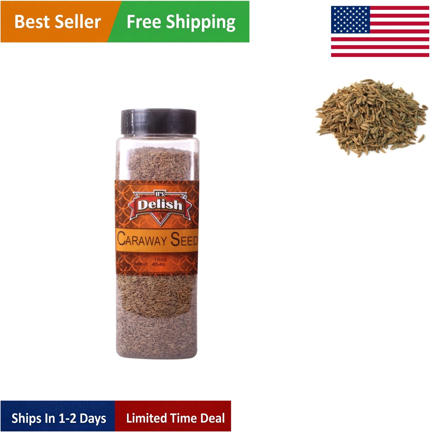 16 Oz Gourmet Whole Caraway Seeds – Natural Flavor Enhancer for Your Kitchen