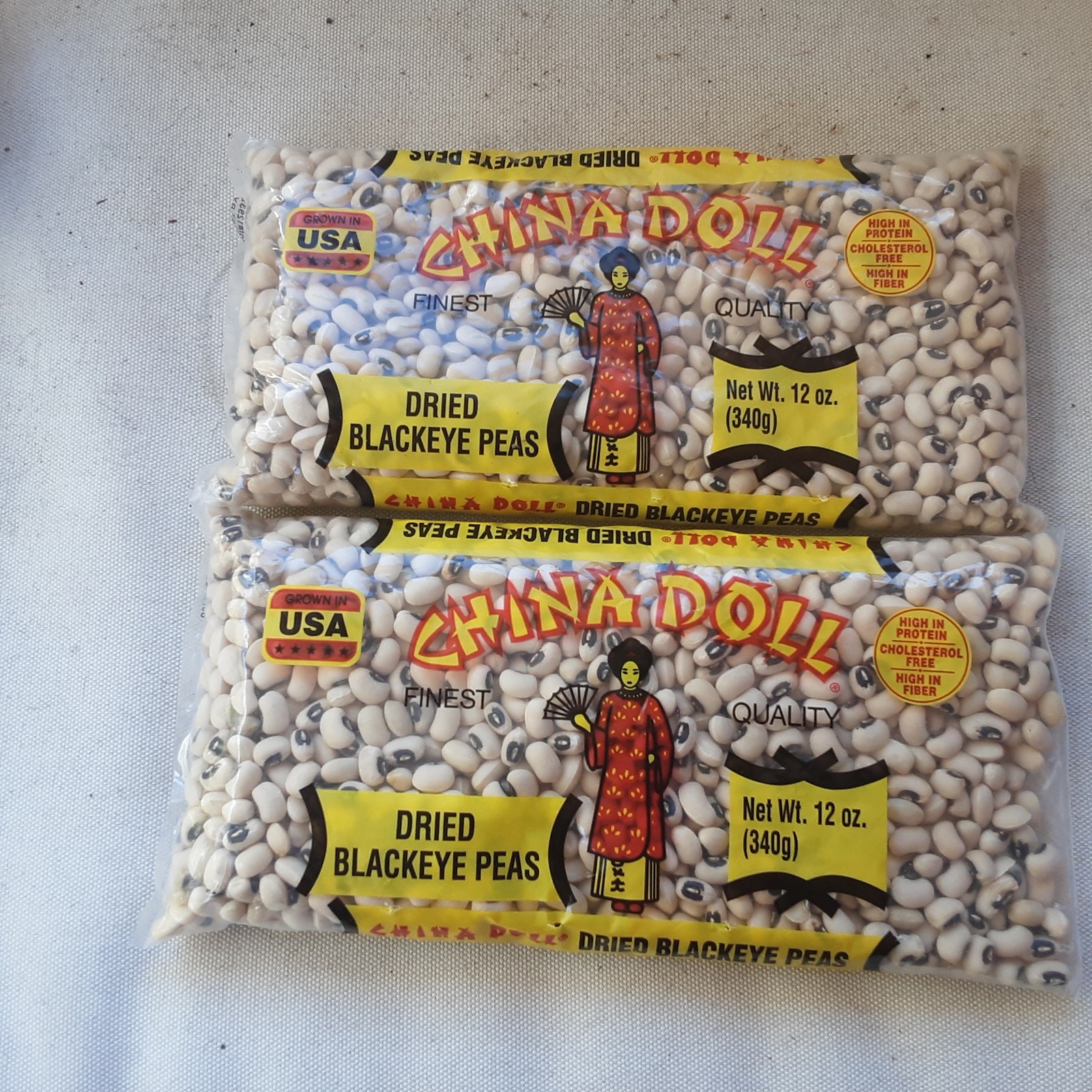 PEAS Dry CHINA DOLL Black Eye Peas NEW ( 2) 12 oz. bags FREE SHIPPING USA GROWN