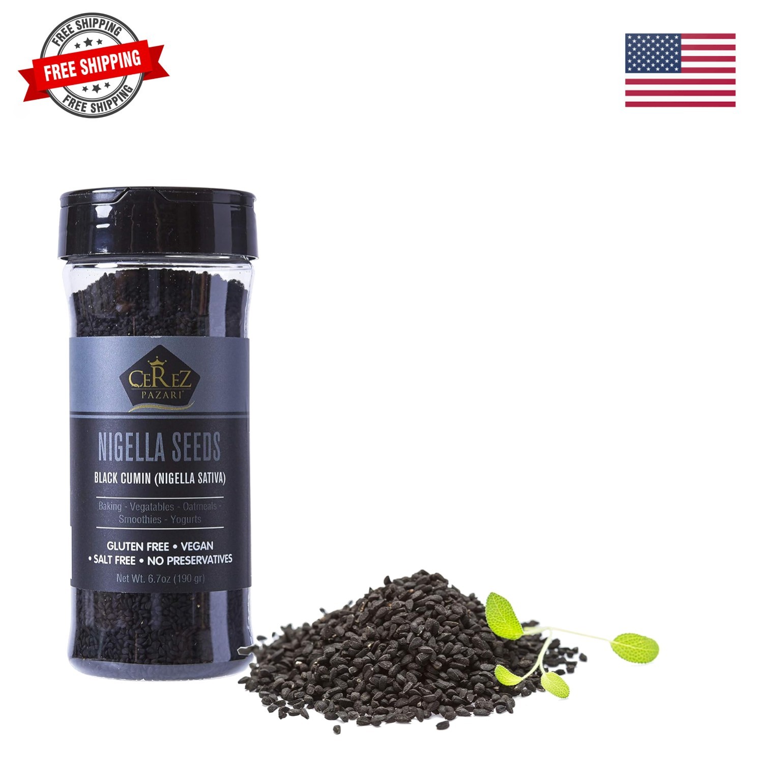 Cerez Pazari Nigella Seeds 7 oz, Black Cumin Seeds, Black Caraway Nigella See…