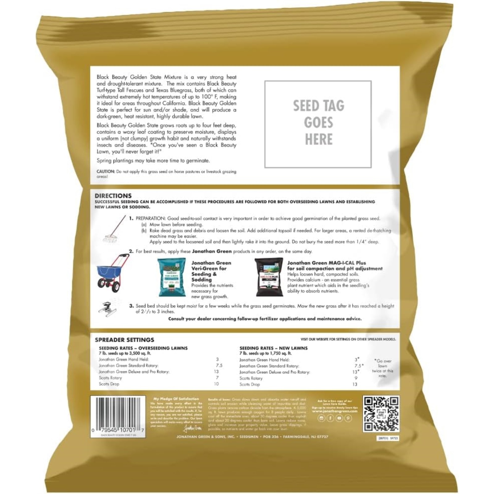 Jonathan Green Black Beauty Golden State California Grass Seed, 7lb