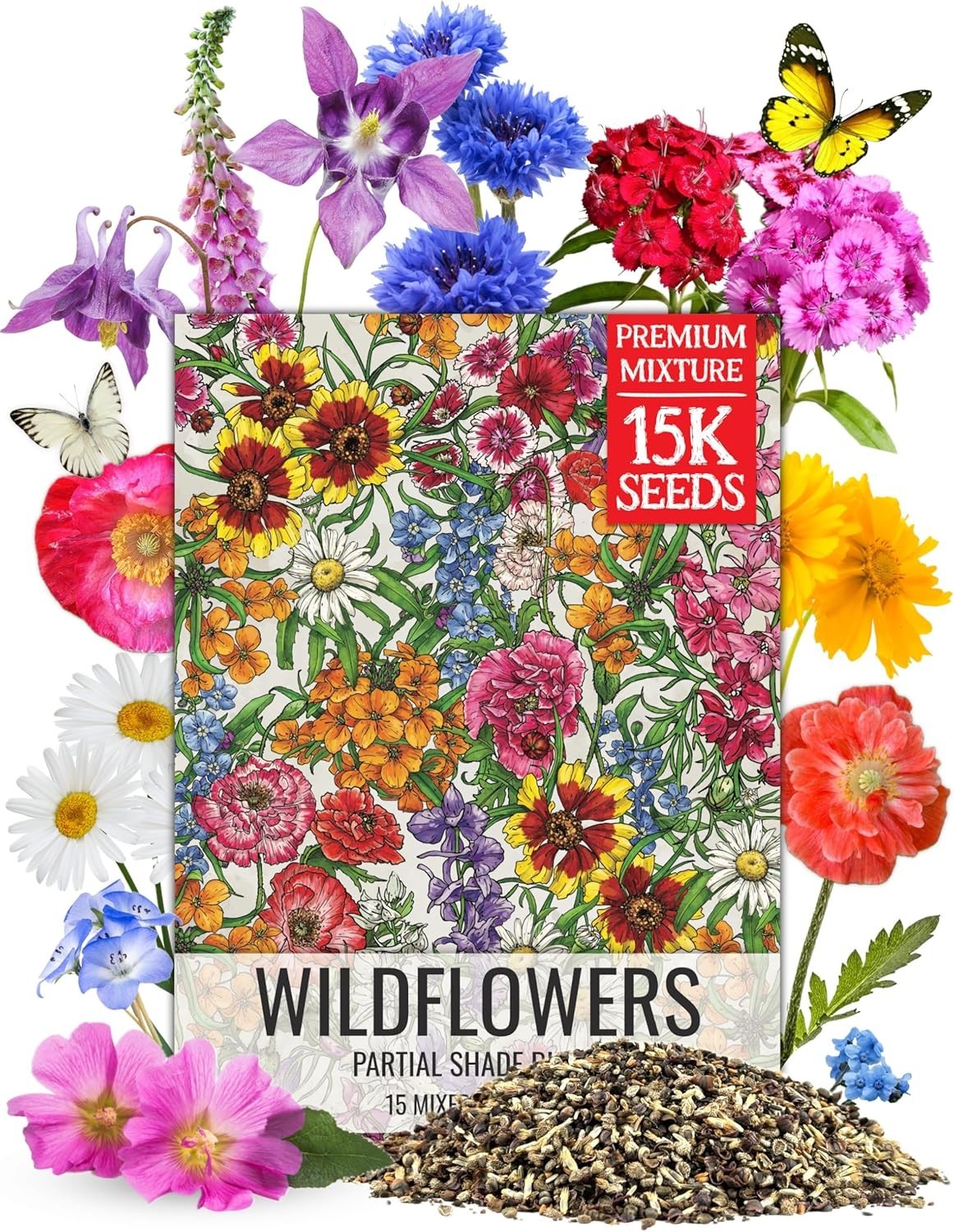Shade Tolerant Wildflower Seed Mix – 1 Ounce, 14+ Varieties For Vibrant Gardens